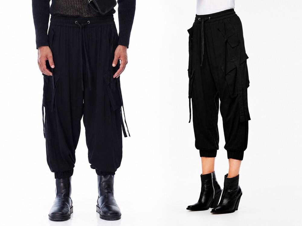 NWT Jonny Cota Studio Cargo Pants Black Lightweight XS Unisex Avant Garde Punk